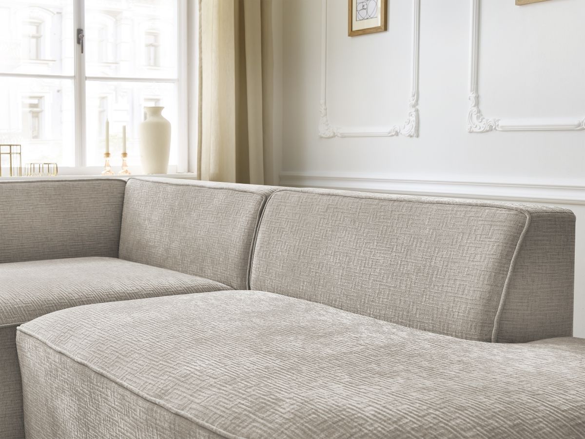 Bobochic Rousseau Ecksofa Strukturstoff Beige Ecke links