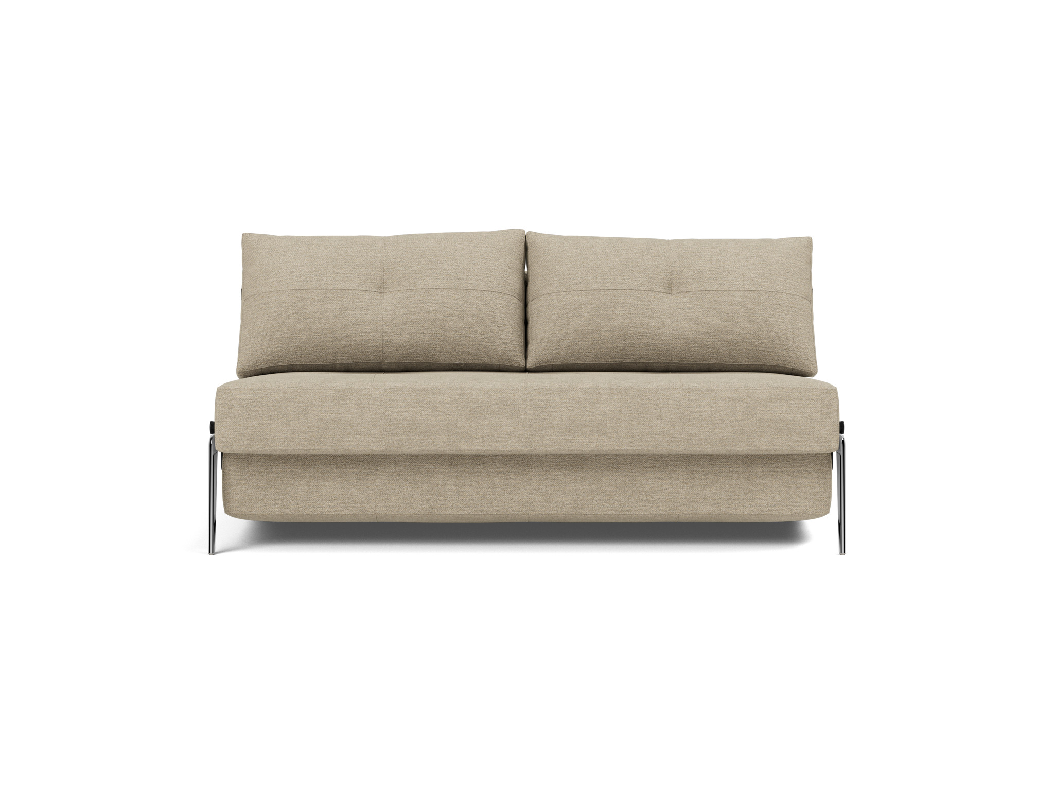 Schlafsofa Cubed 160 Strukturierter Stoff Taura 356-Sand Beine Aluminium