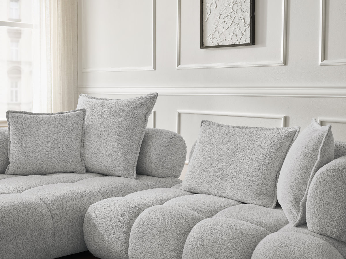 Bobochic Alya Ecksofa Bouclé-Stoff Hellgrau Ecke links