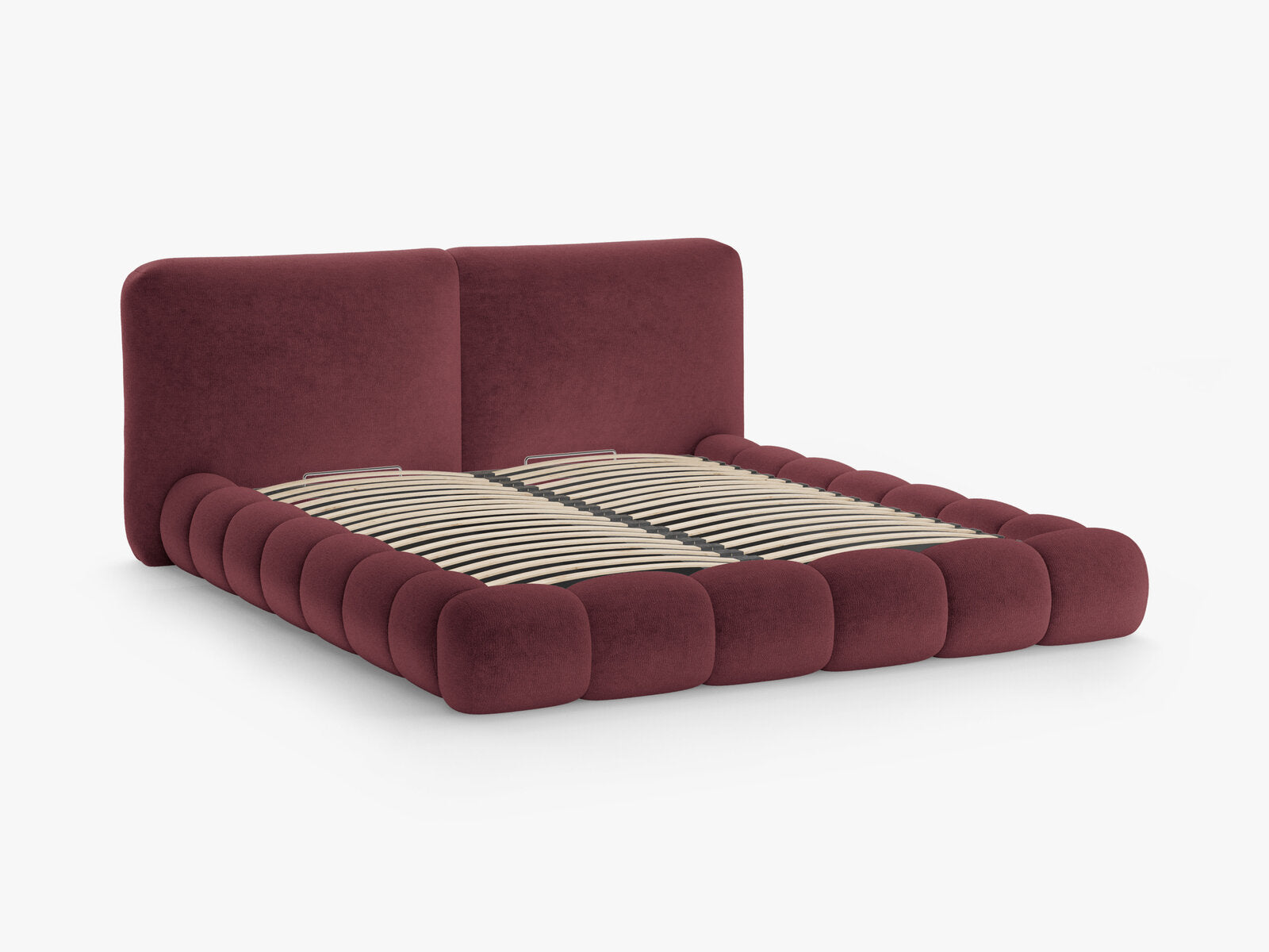 Micadoni Stauraumbett mit Kopfteil Solange Chenille Perfect Harmony Kirschholz