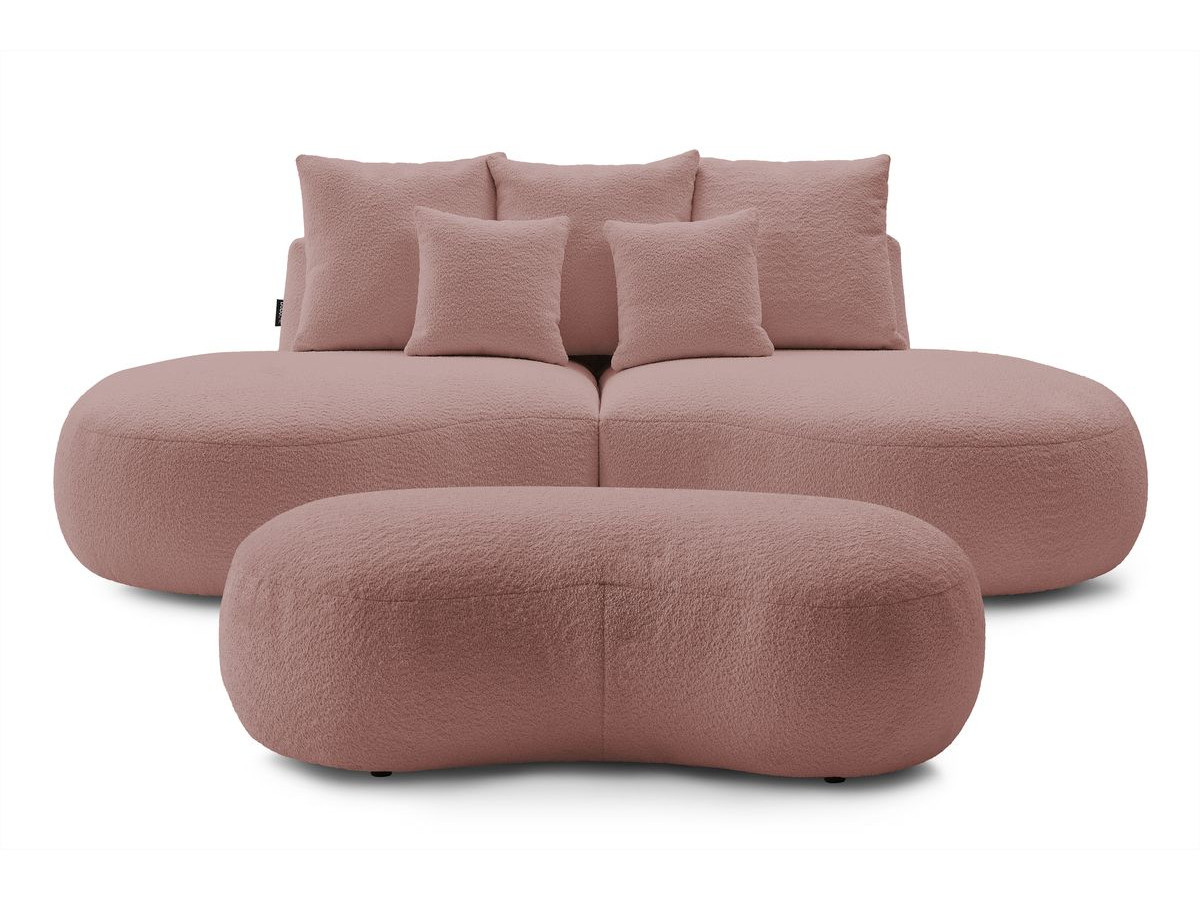Bobochic Saint-germain Sofa 5-Sitzer mit Pouf Bouclé-Stoff Rosa