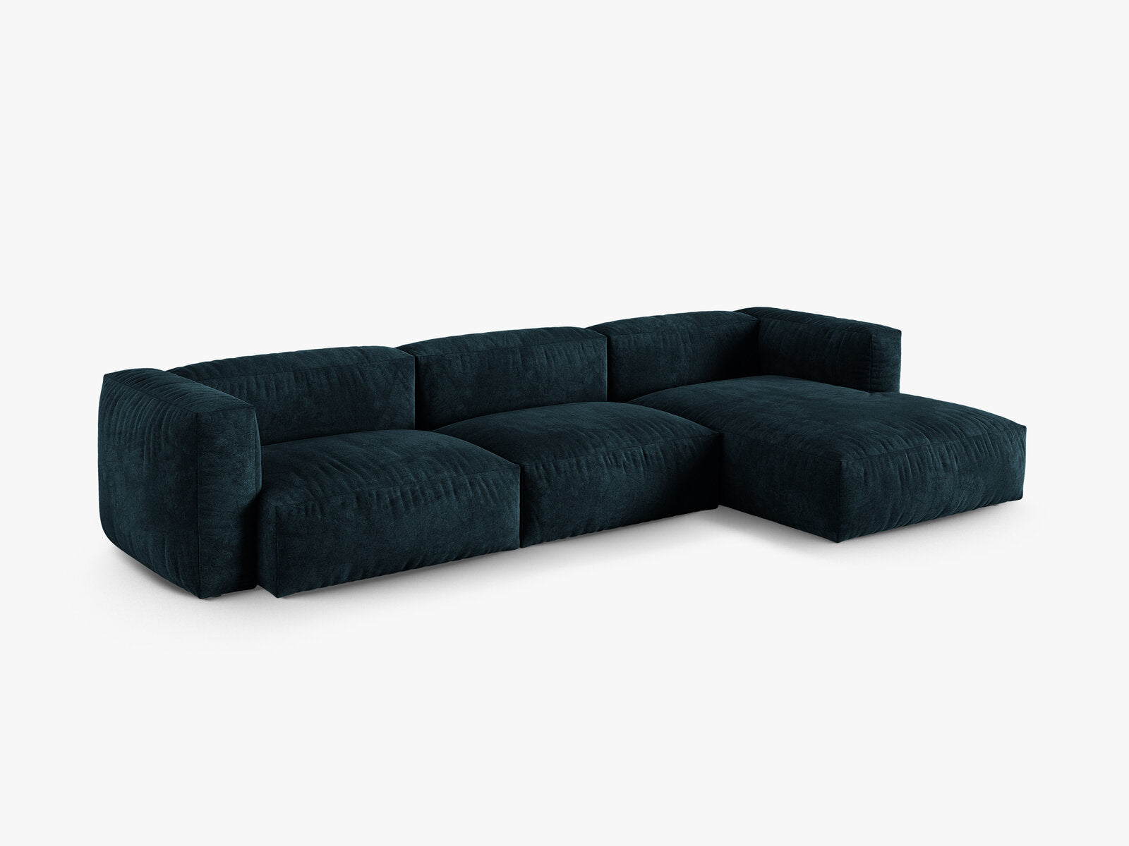 Micadoni Ecksofa Martina 3-Sitzer 90cm Sitztiefe Rechts Samt Vogue Dunkel Petrol