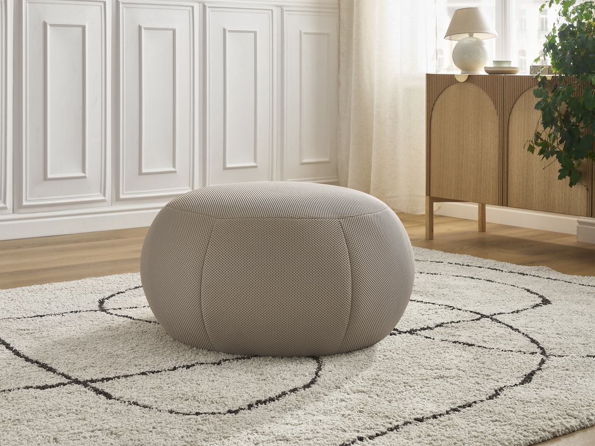 Bobochic Hayden Pouf, rund Mesh-Stoff Taupe, 76 cm