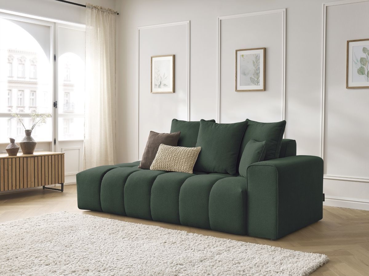 Bobochic Mont-blanc Sofa 4-Sitzer Melange-Stoff Grün Armlehne rechts