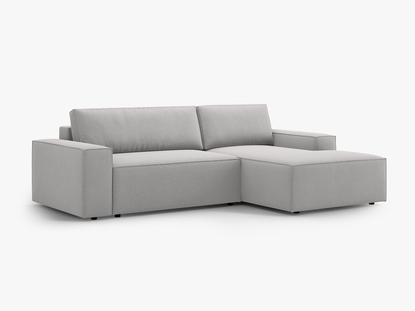 Micadoni Schlaf-Ecksofa Jodie 3-Sitzer Rechts Strukturierter Stoff Hellgrau