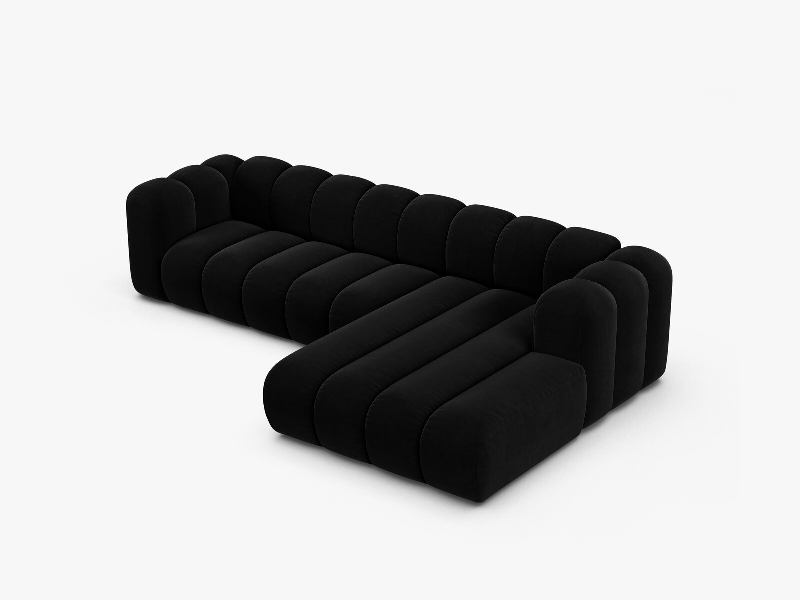 Micadoni Modulares Ecksofa Lupine 4-Sitzer Rechts Samt Venus Schwarz
