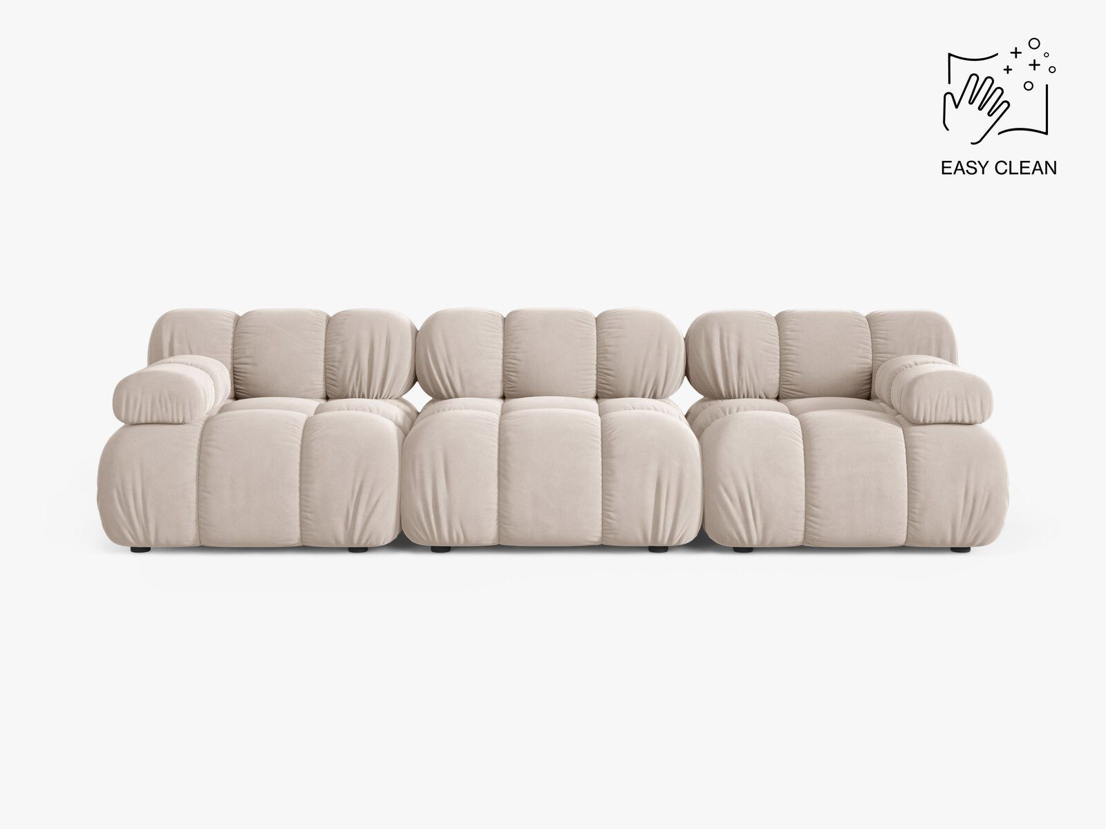 Micadoni Modulares Sofa Bellis 3-Sitzer Samt Venus Helles Beige