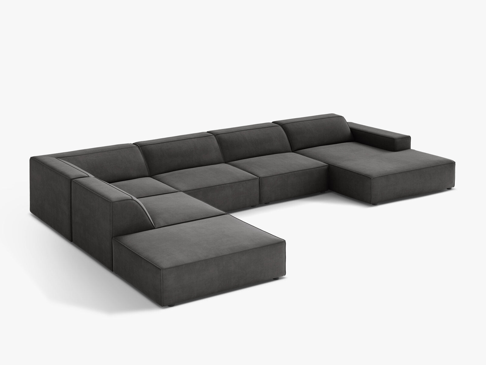 Micadoni Panorama-Ecksofa Jodie 7-Sitzer Links Samt Bluvel Grau