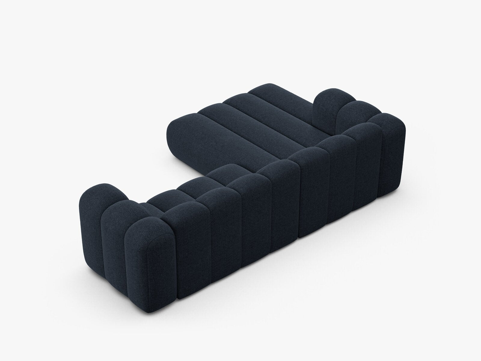 Micadoni Modulares Ecksofa Lupine 4-Sitzer mittelgroß Links Chenille Eden Marineblau