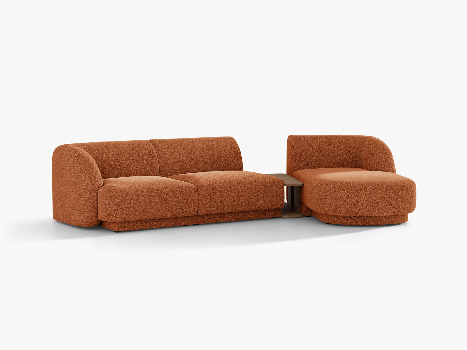 Micadoni Modulares Sofa Miley mit Recamiere 3-Sitzer Rechts Boucle Baloo Terrakotta