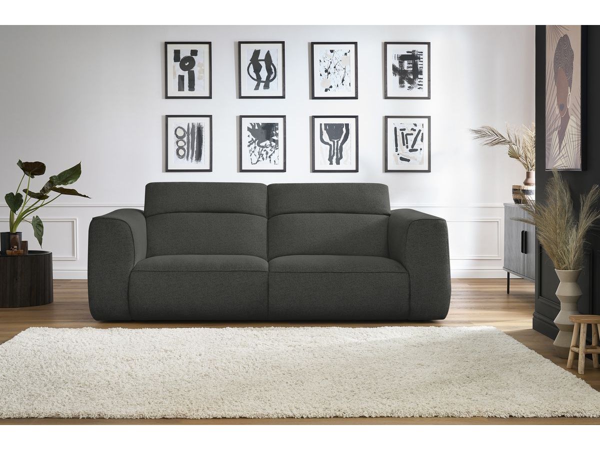 Bobochic William Sofa 3-Sitzer Melange-Stoff Dunkelgrau