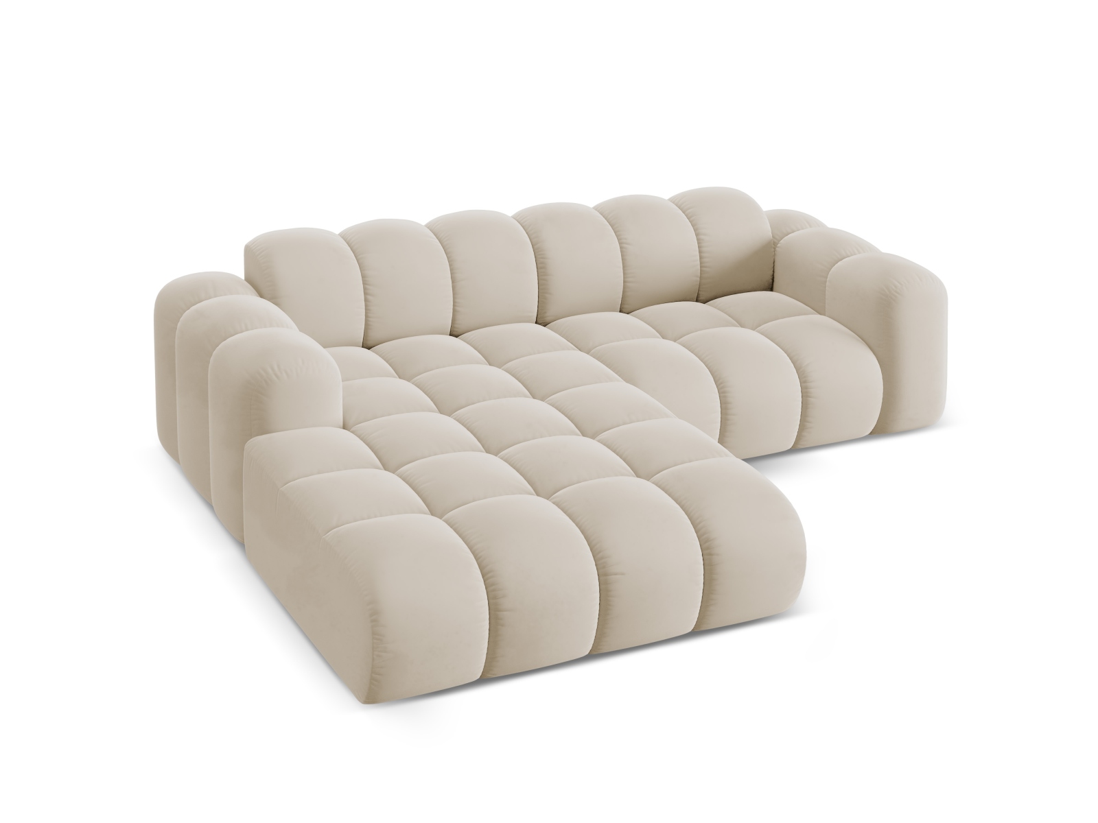 Cosmopolitan Design Ecksofa Treno 3-Sitzer Samt Bluvel Dunkelbeige Links