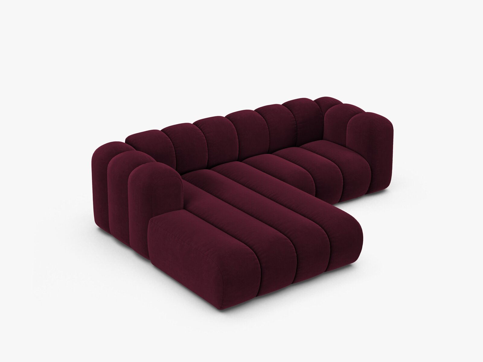 Micadoni Modulares Ecksofa Lupine 3-Sitzer Links Samt Venus Burgunder
