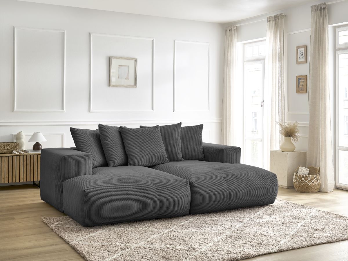 Bobochic Voltaire Sofa 4-Sitzer 248 × 170 cm Cordsamt Dunkelgrau