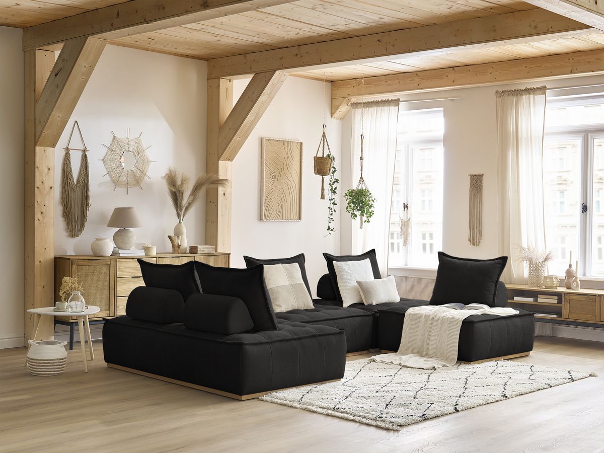 Bobochic Elisa Wohnlandschaft Strukturstoff Schwarz