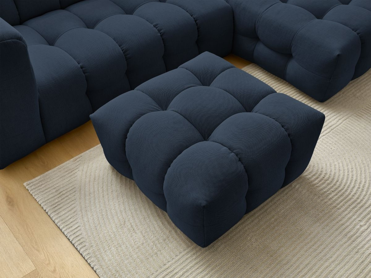 Bobochic Cloud Ecksofa mit Pouf 288 × 184 cm Stoff Dunkelblau Ecke rechts