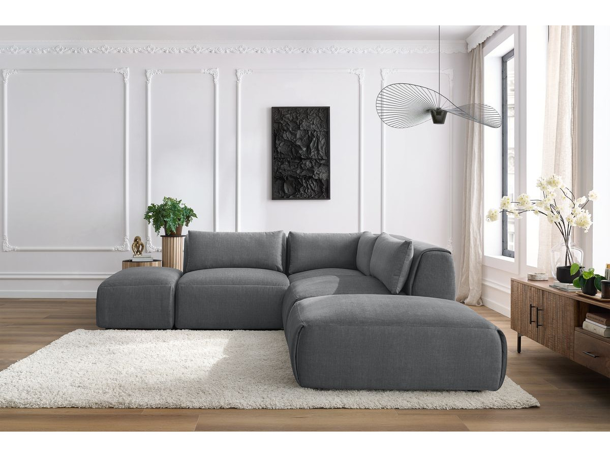 Bobochic Jeanne Ecksofa 271 × 300 cm Samt Dunkelgrau