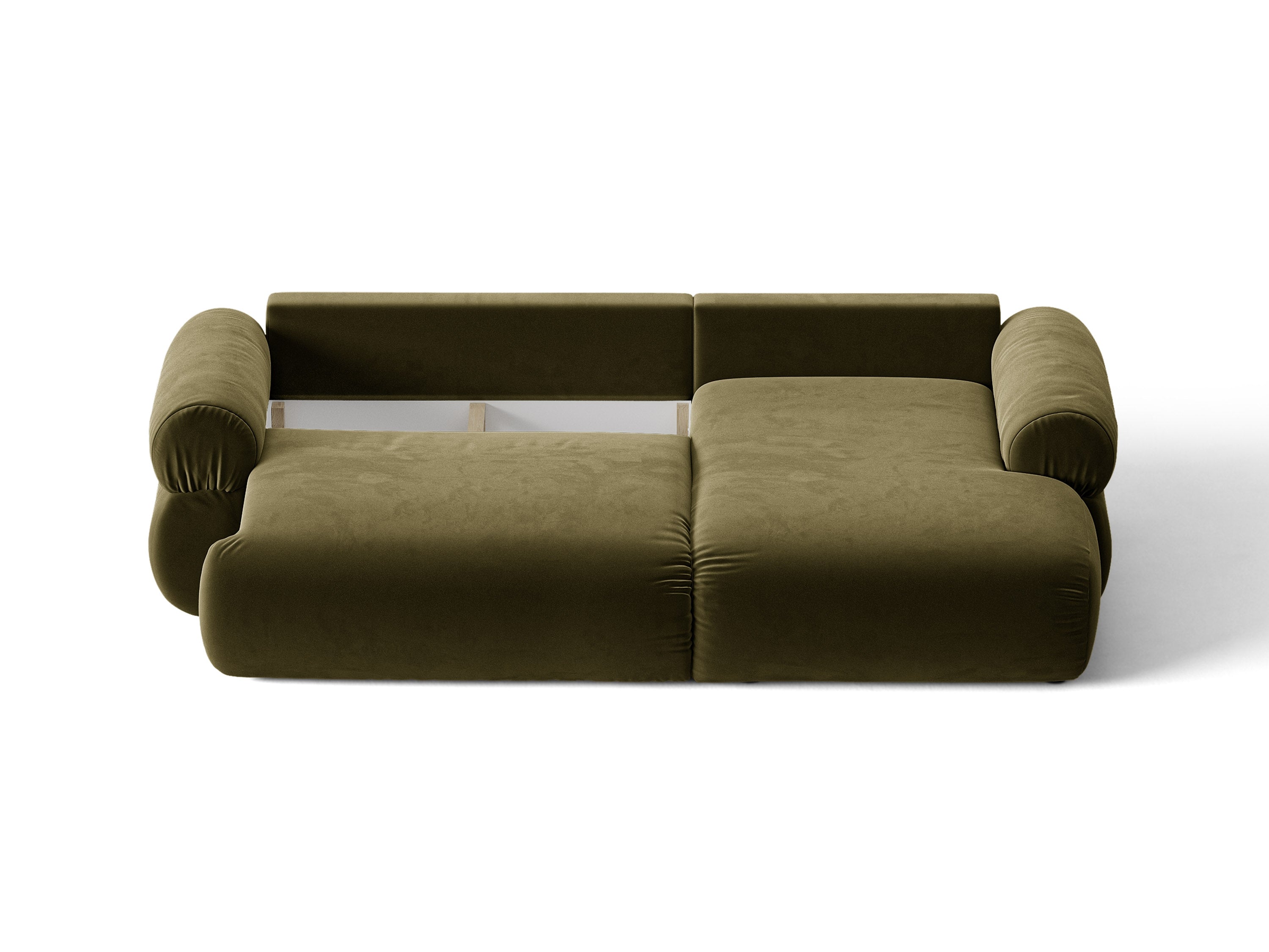 Micadoni Ophelia Ecksofa 4-Sitzer mit Schlaffunktion Samt Salvador Grün Rechts