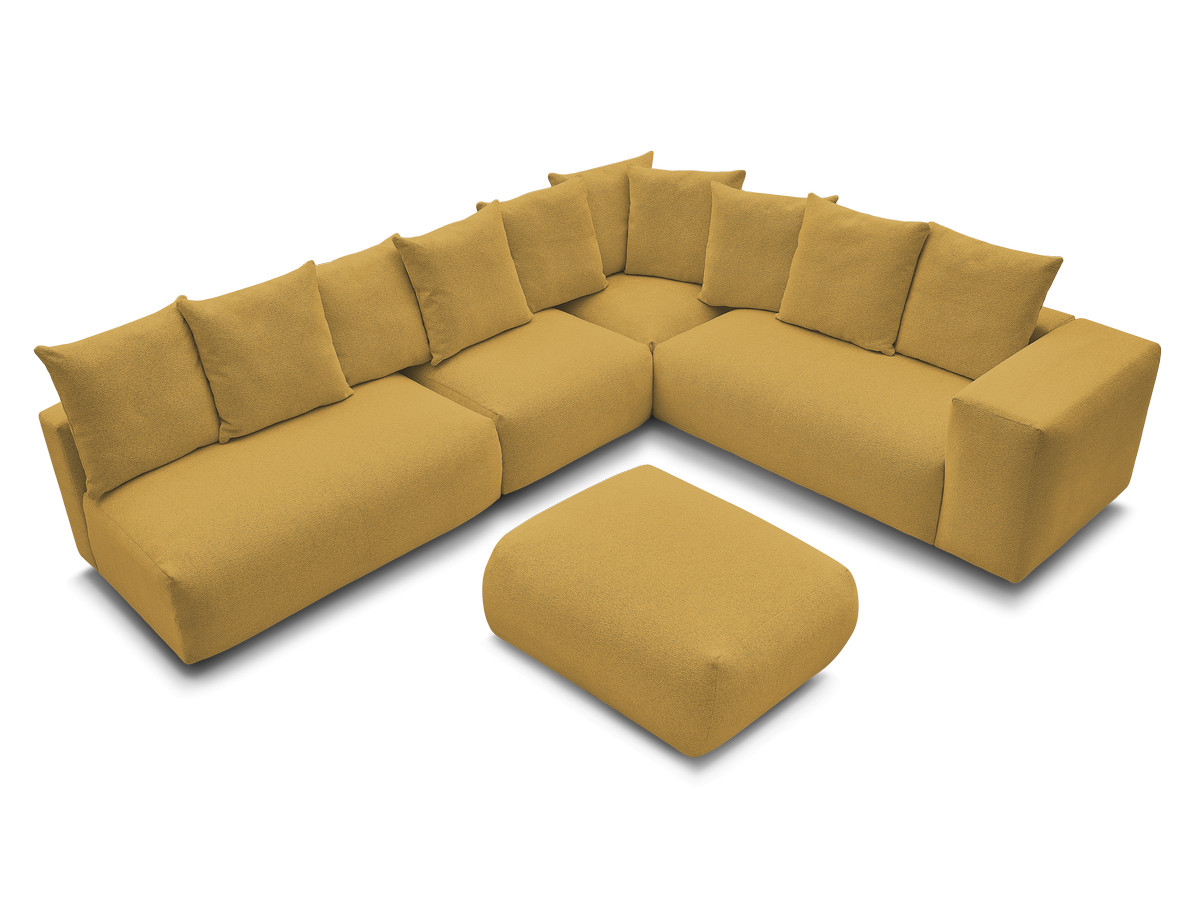 Bobochic Voltaire Ecksofa mit Pouf 322 × 268 cm Melange-Stoff Gelb Ecke rechts