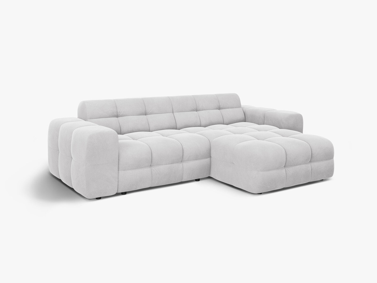 Micadoni Ecksofa Kendal 4-Sitzer Rechts Samt Magic Velvet Hellgrau