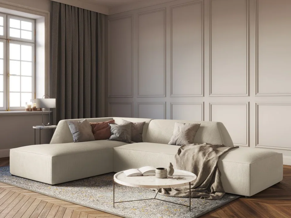 Cosmopolitan Design Ecksofa Siena 4-Sitzer offen Kord Scala Helles Beige Links