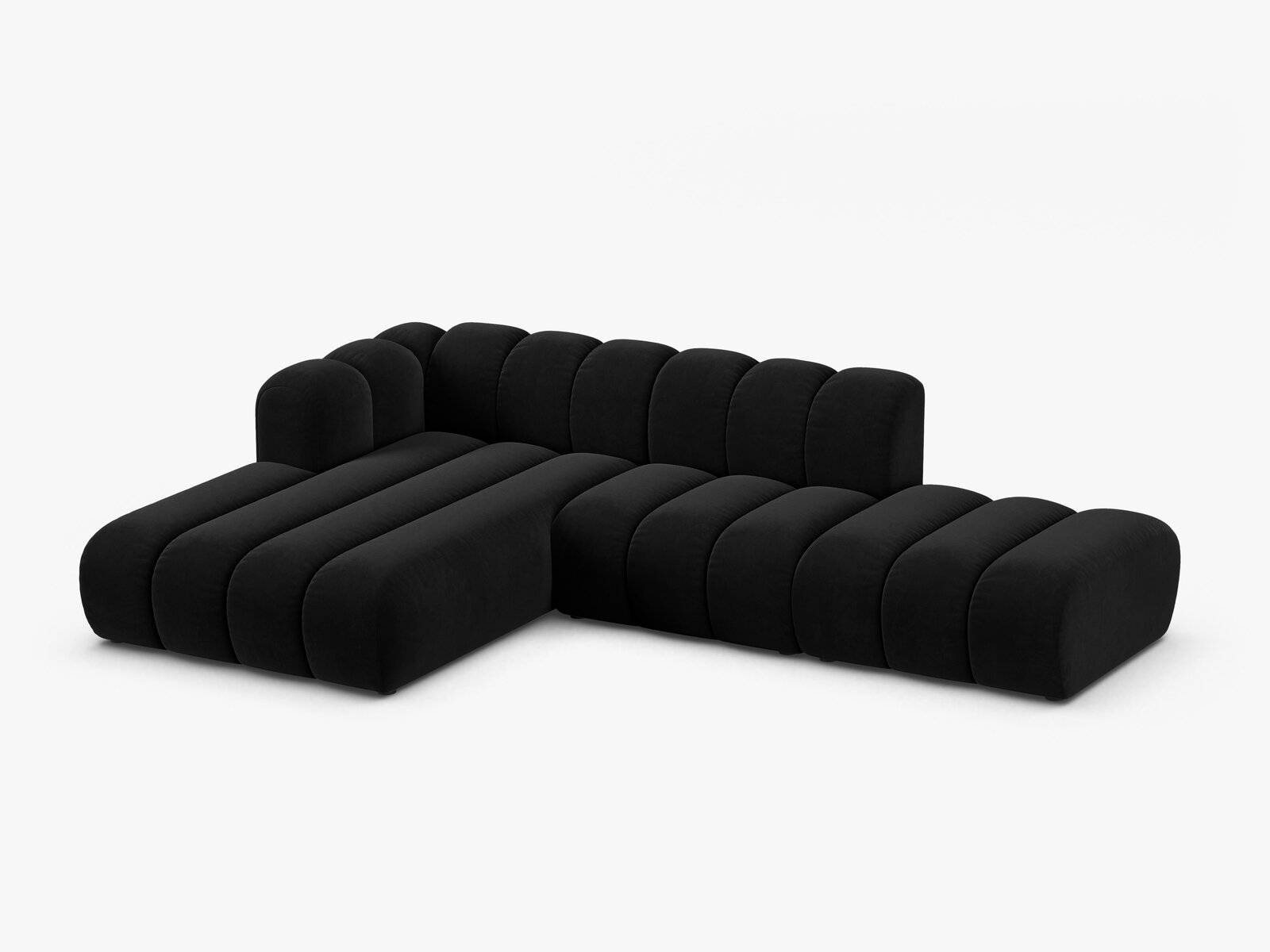Micadoni Modulares Ecksofa offen Lupine 5-Sitzer Links Samt Salvador Schwarz