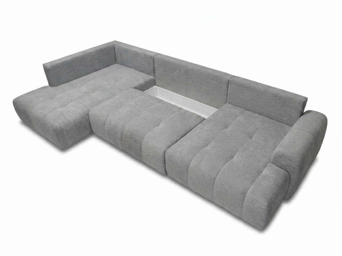 Bobochic Roxelane Wohnlandschaft Bouclé-Stoff Hellgrau Ecke links