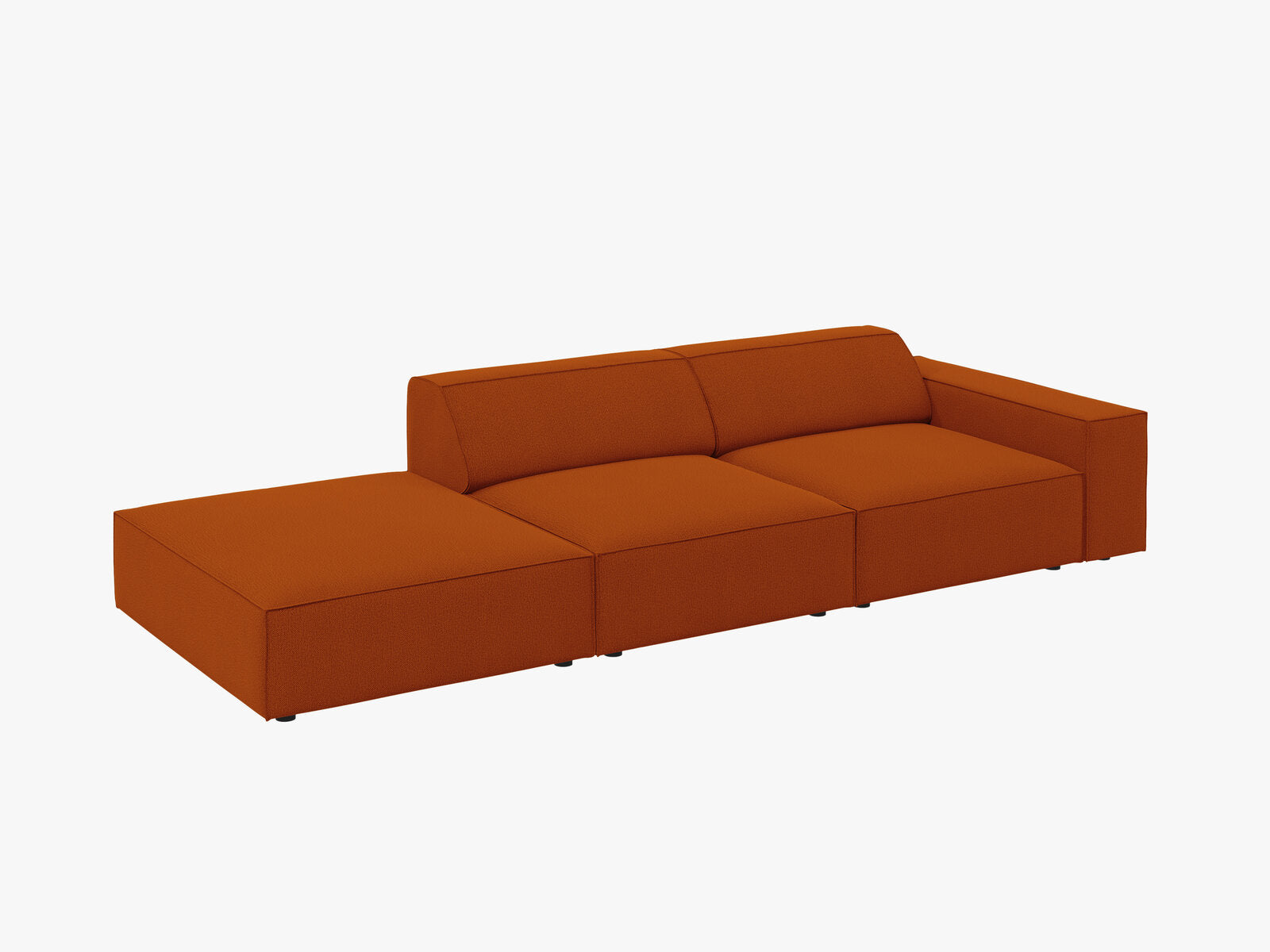 Micadoni Sofa Jodie 3-Sitzer Links Strukturierter Stoff Megan Terrakotta