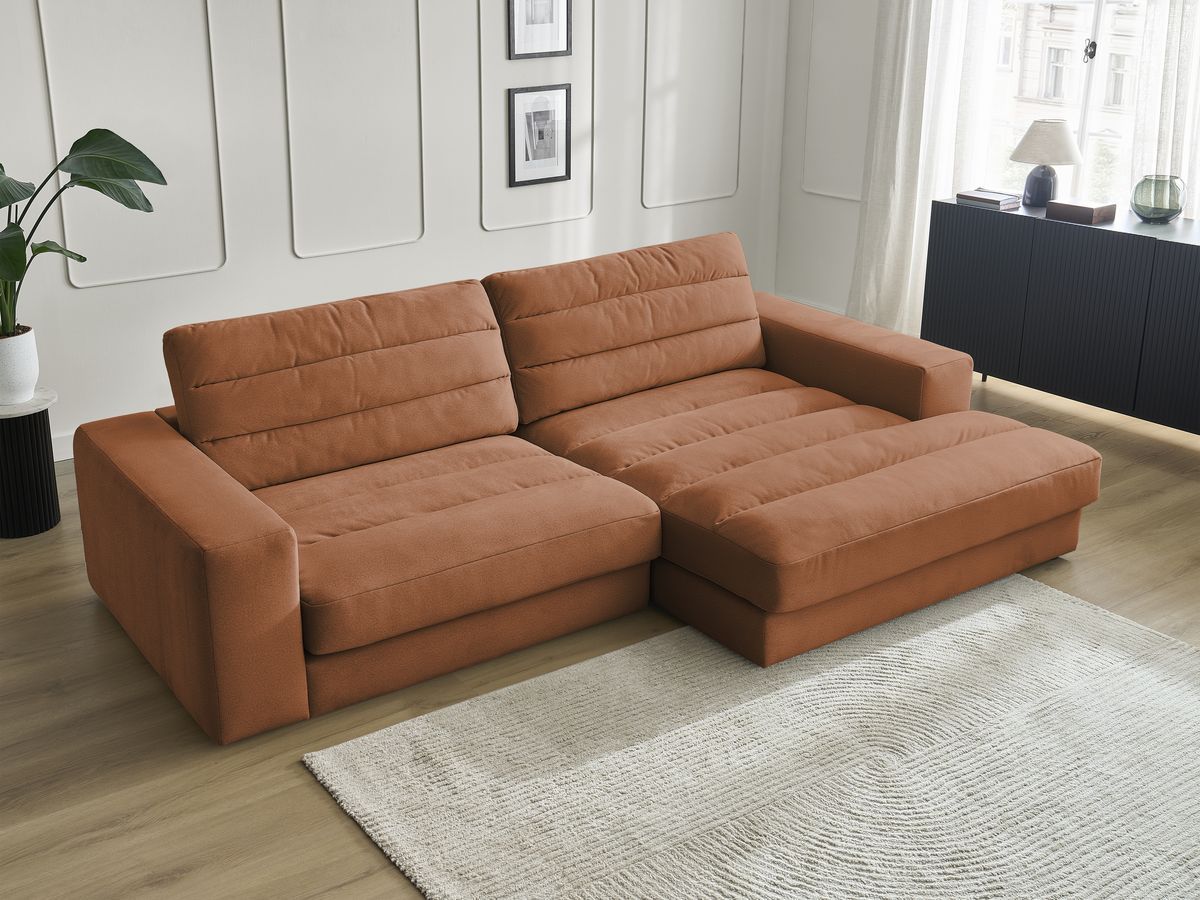 Bobochic Sierra Ecksofa Samt Orange Ecke rechts