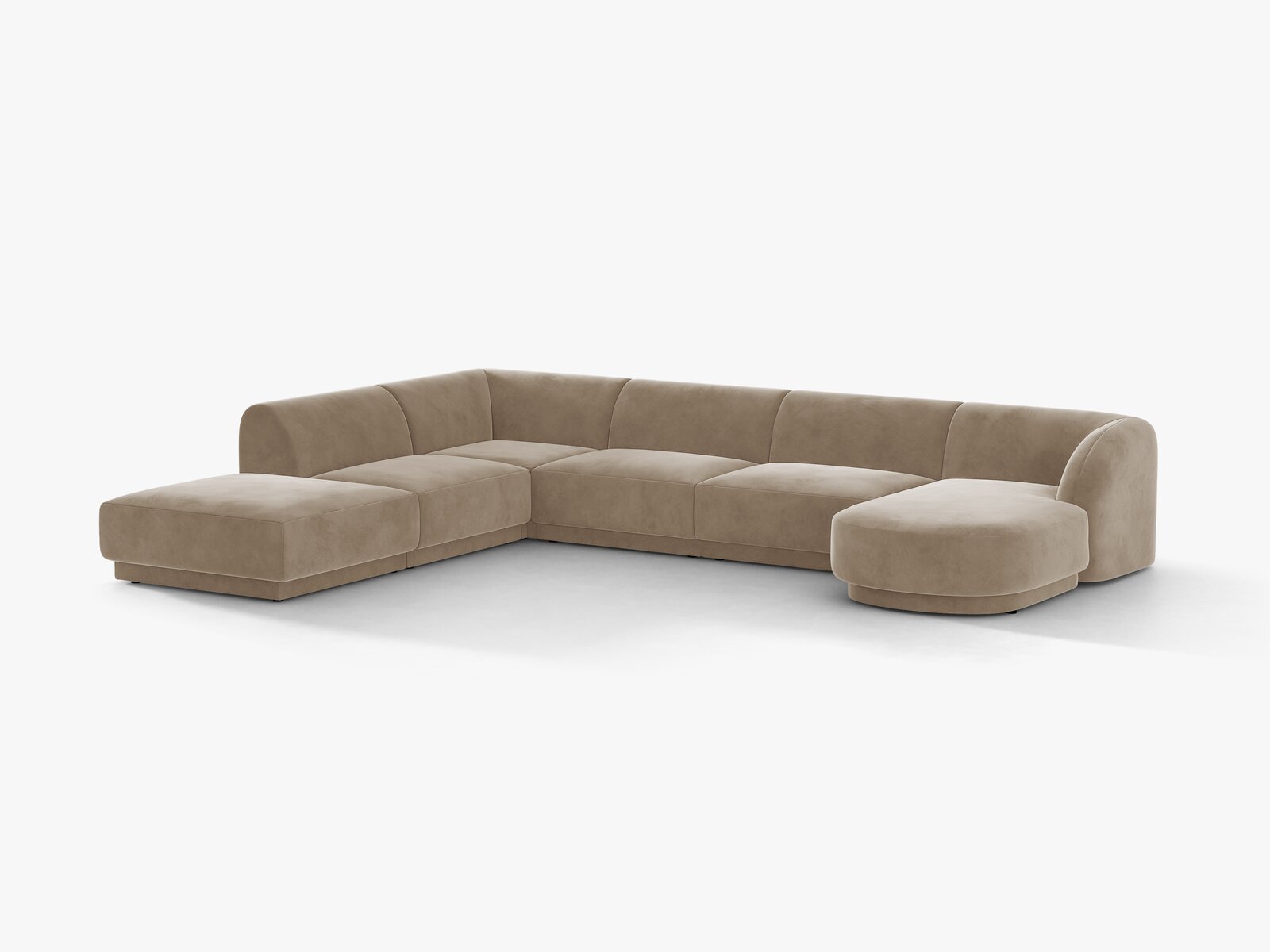 Micadoni Panorama-Ecksofa Miley 6-Sitzer Links Samt Bluvel Cappuccino