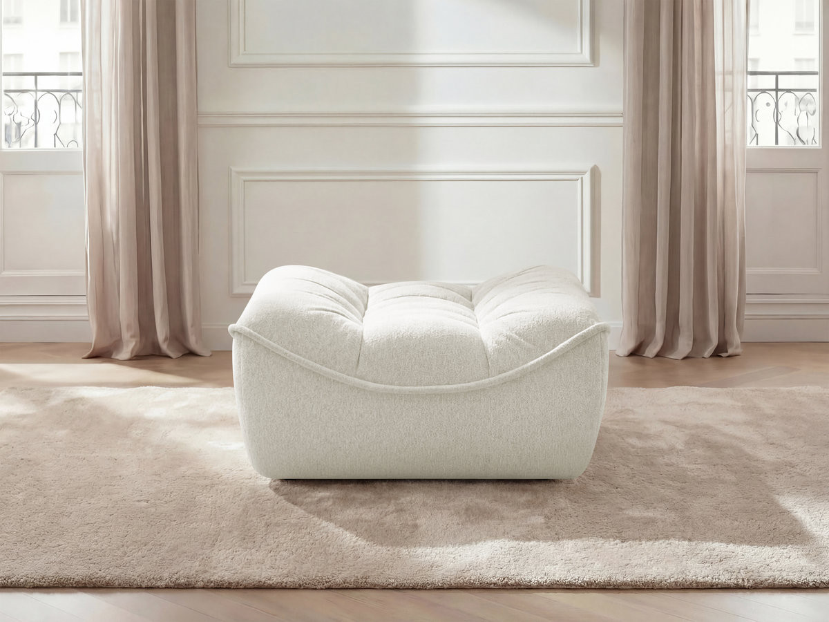 Bobochic Serena Pouf Melange-Stoff Weiß