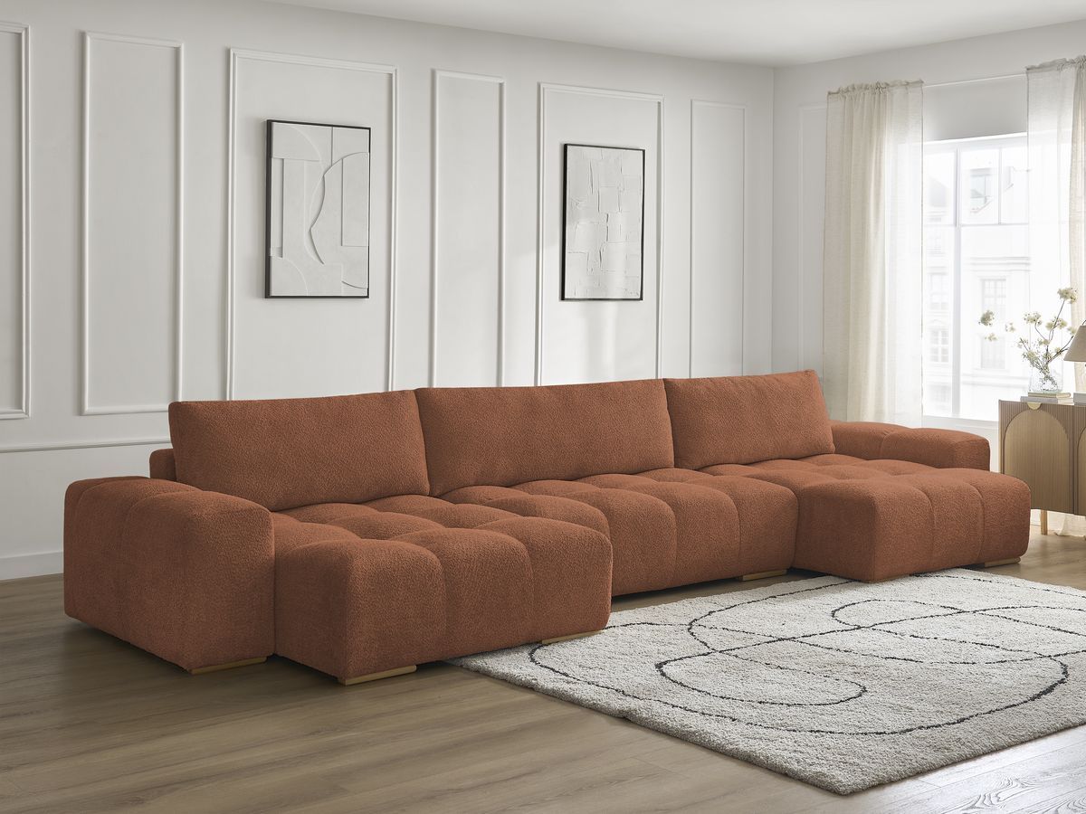 Bobochic Anakin Wohnlandschaft, 3 Kissen Bouclé-Stoff Orange