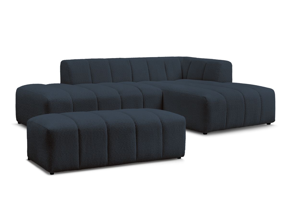 Bobochic Annecy Ecksofa mit Pouf Bouclé-Stoff Dunkelblau Ecke rechts