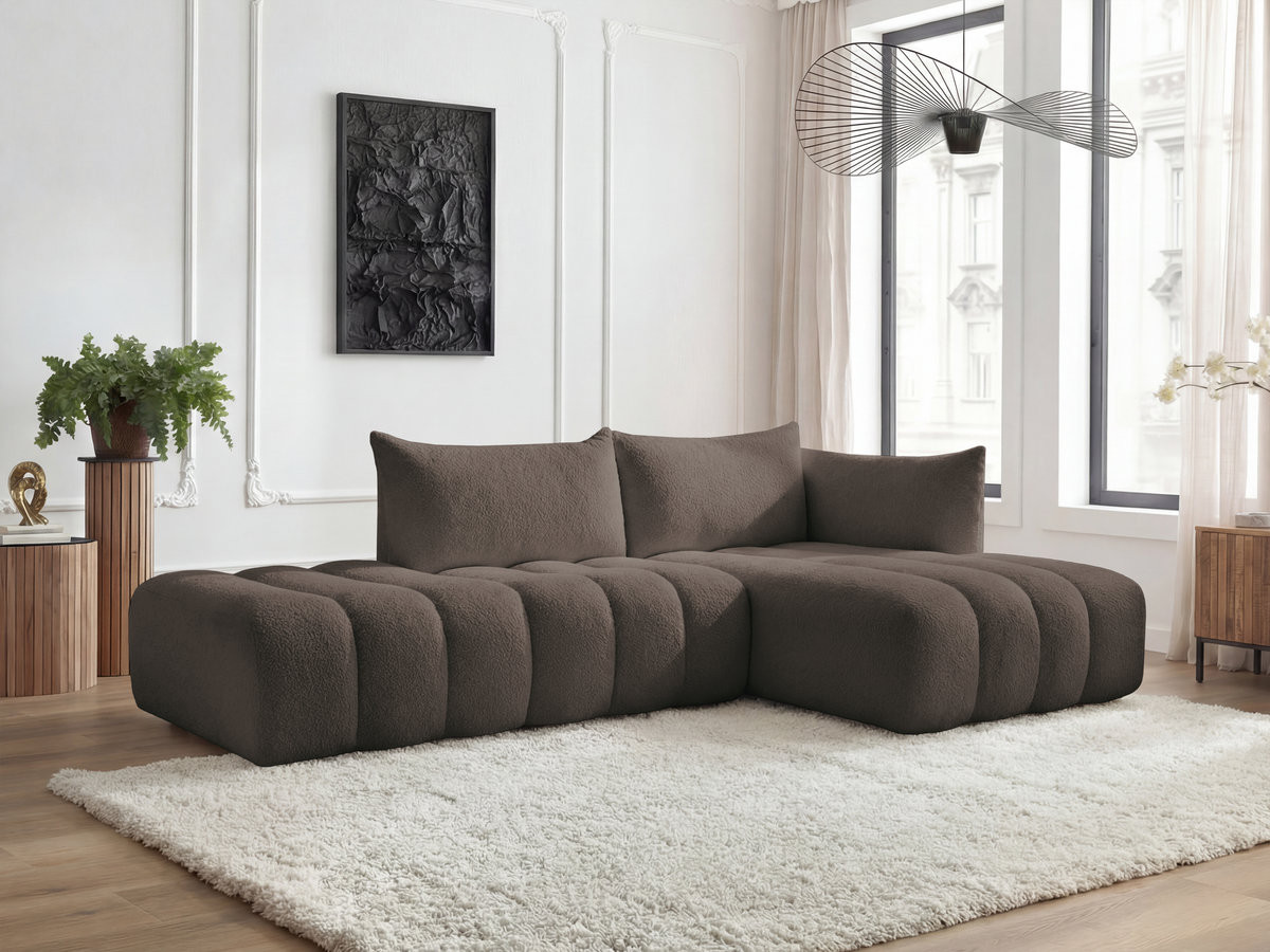 Bobochic Azra Ecksofa 319 × 178 cm Bouclé-Stoff Braun Ecke rechts