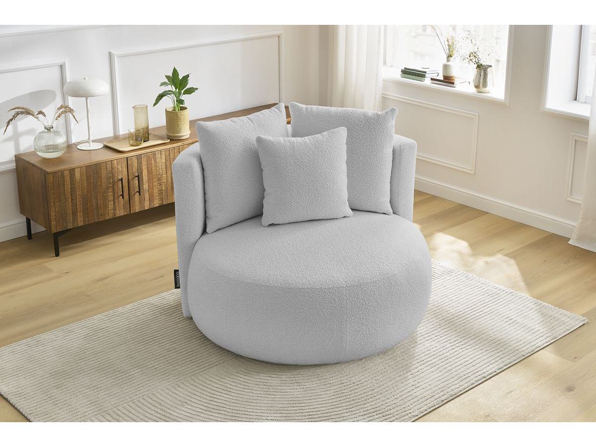 Bobochic Cesar Sessel Bouclé-Stoff Hellgrau
