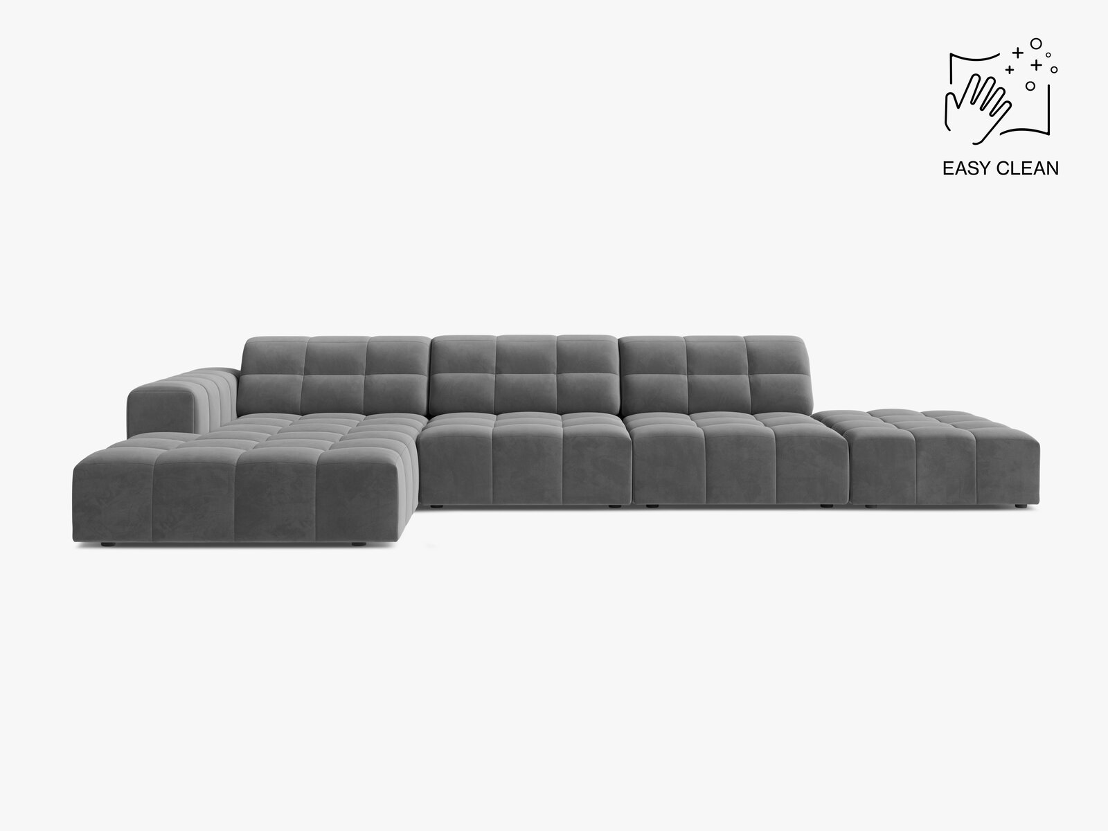 Micadoni Ecksofa Jennifer 5-Sitzer Links Samt Venus Hellgrau
