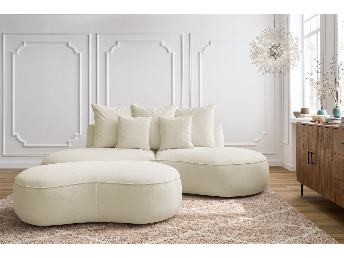 Bobochic Saint-germain Sofa 5-Sitzer mit Pouf Strukturstoff Beige