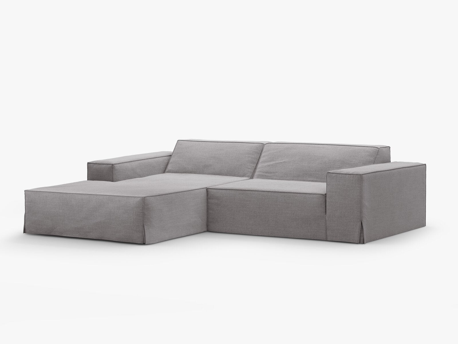 Micadoni Ecksofa Jodie 3-Sitzer Links Strukturierter Stoff Lins Warmes Grau