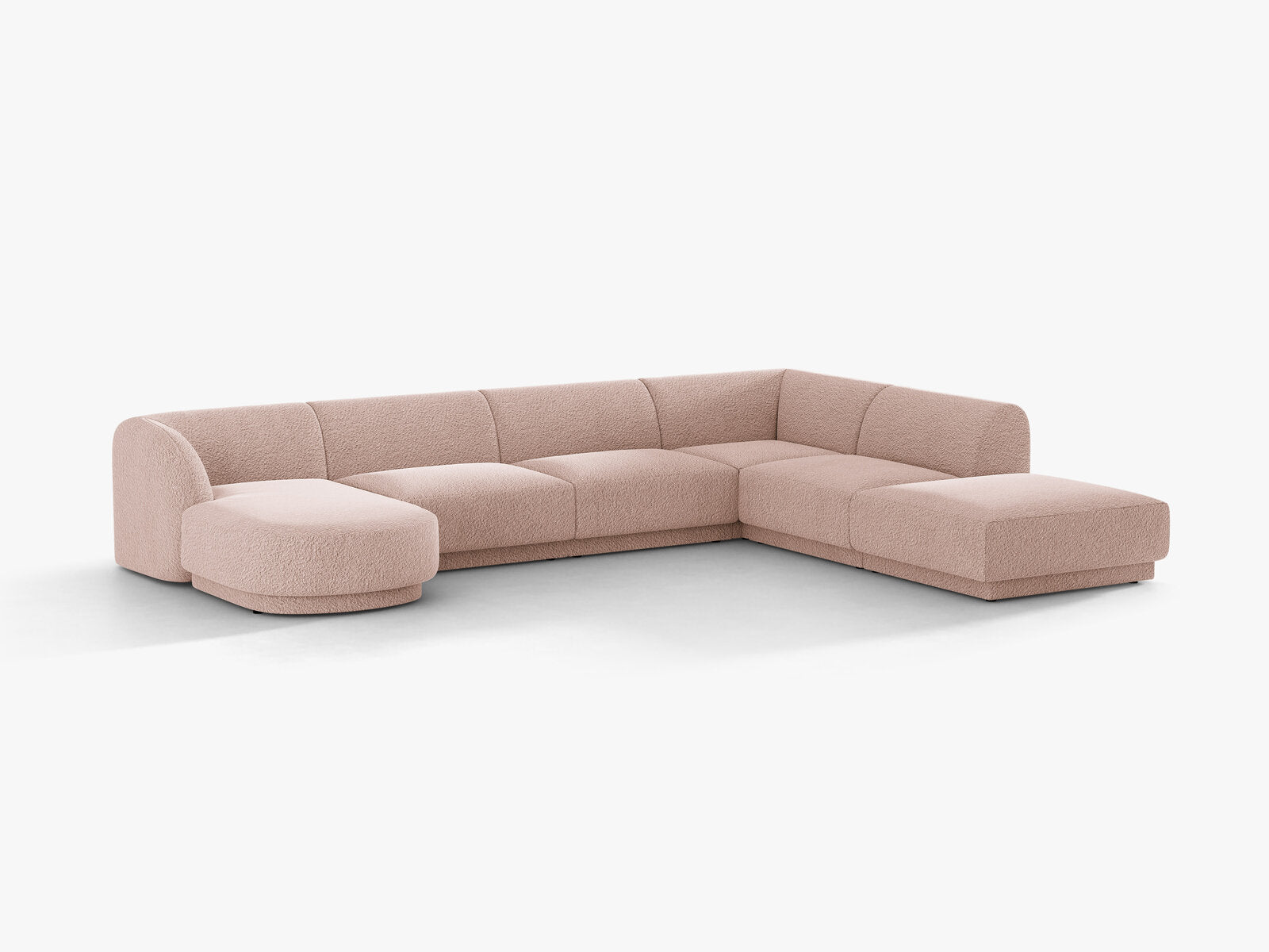 Micadoni Panorama-Ecksofa Miley 6-Sitzer Boucle Baloo Puderrosa Rechts
