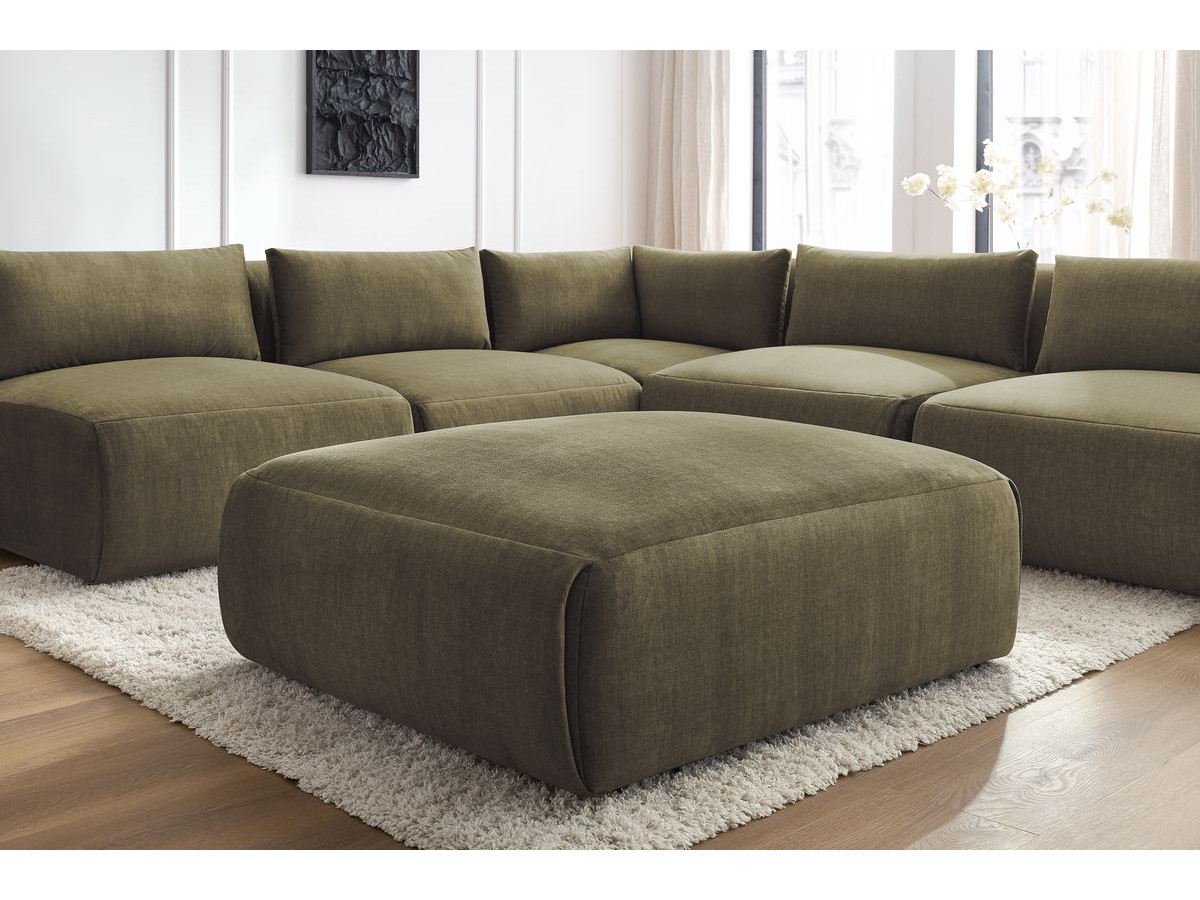 Bobochic Jeanne Ecksofa mit Pouf Samt Grün