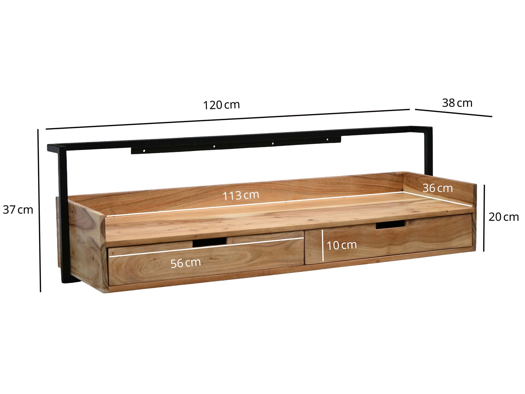 Schreibtisch Prestfoss Akazie Massivholz 120 × 38 × 37 cm