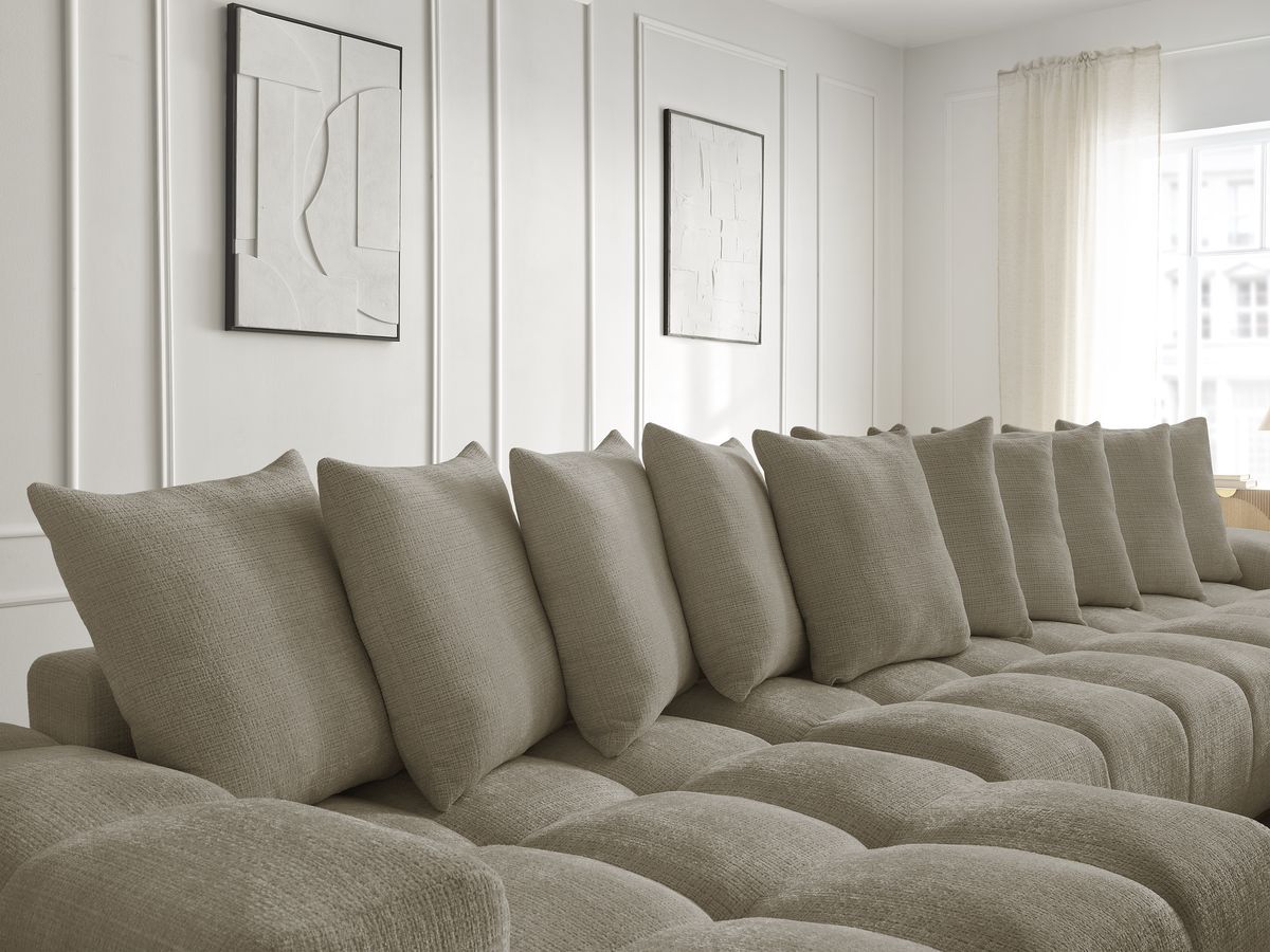Bobochic Anakin Wohnlandschaft, 10 Kissen Strukturstoff Taupe