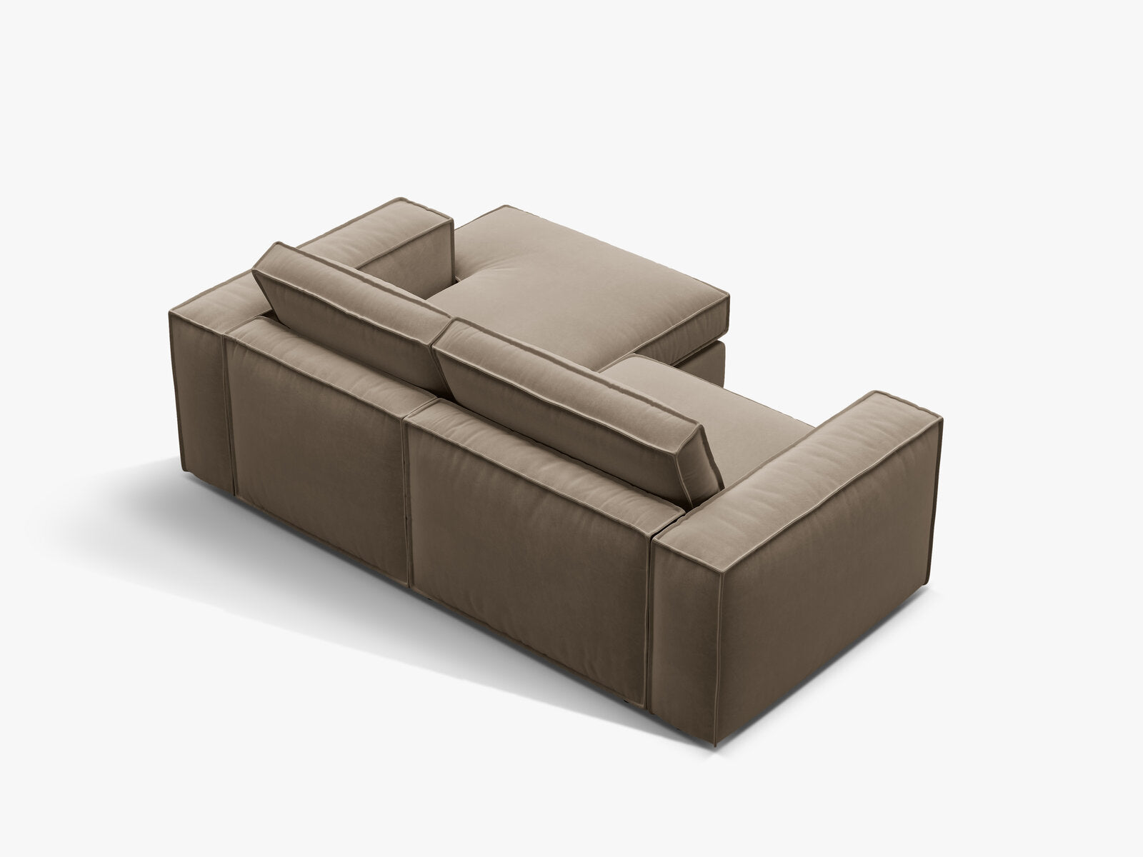 Micadoni modulares Ecksofa Pola 2-Sitzer kleine Version Rechts Samt Salvador Grau Braun