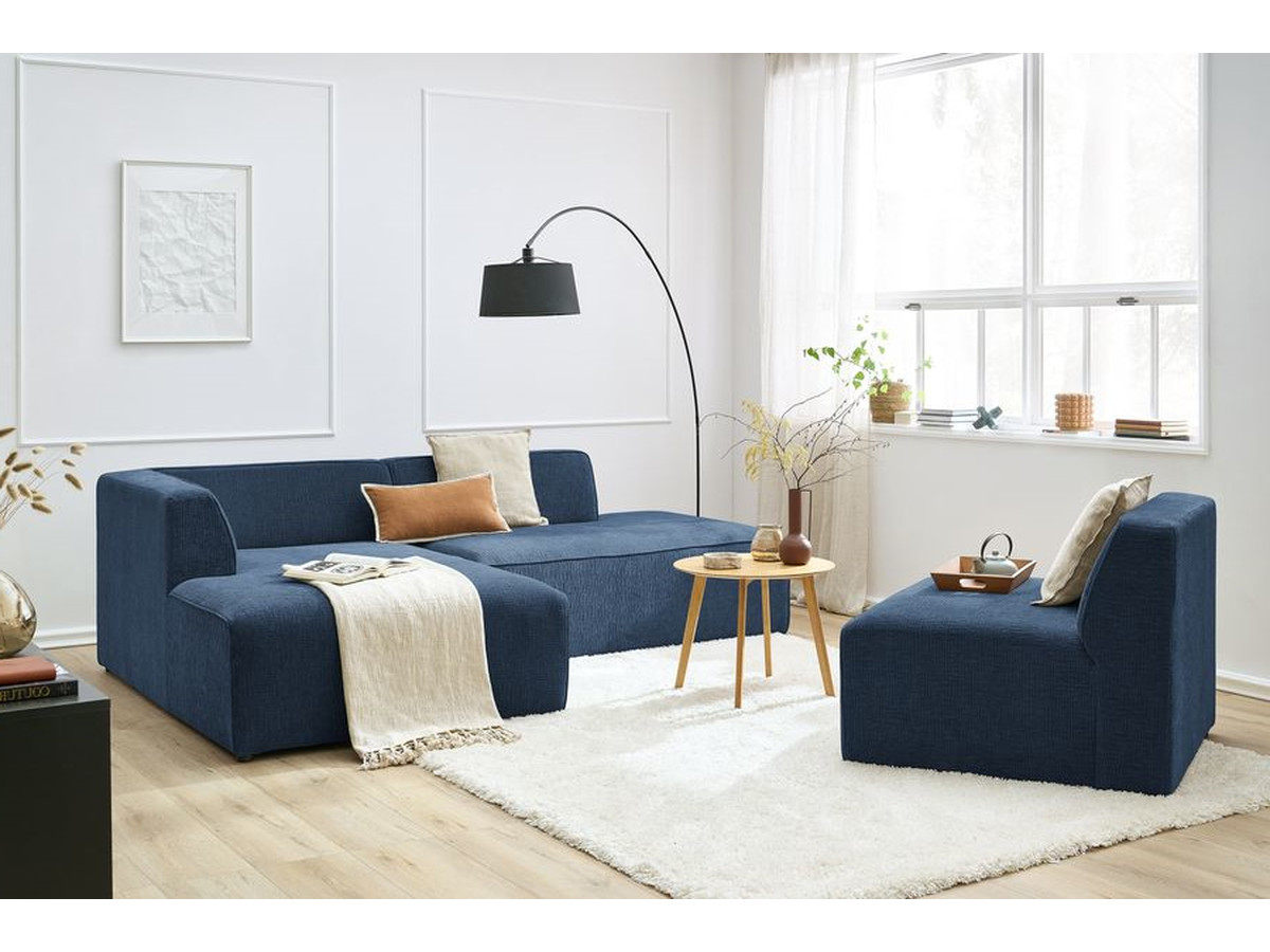 Bobochic Megeve Ecksofa Strukturstoff Dunkelblau Ecke links