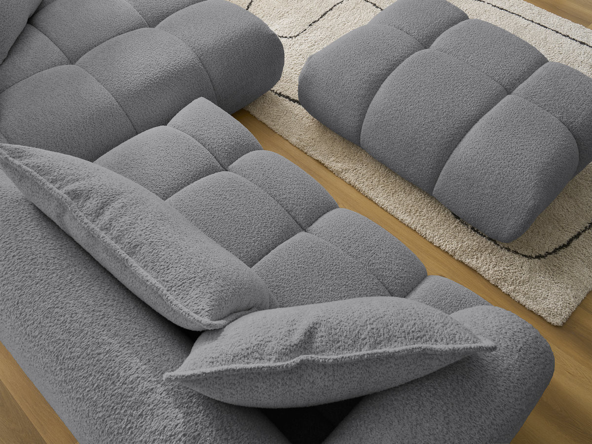 Bobochic Alya Ecksofa mit Pouf Bouclé-Stoff Dunkelgrau Ecke rechts
