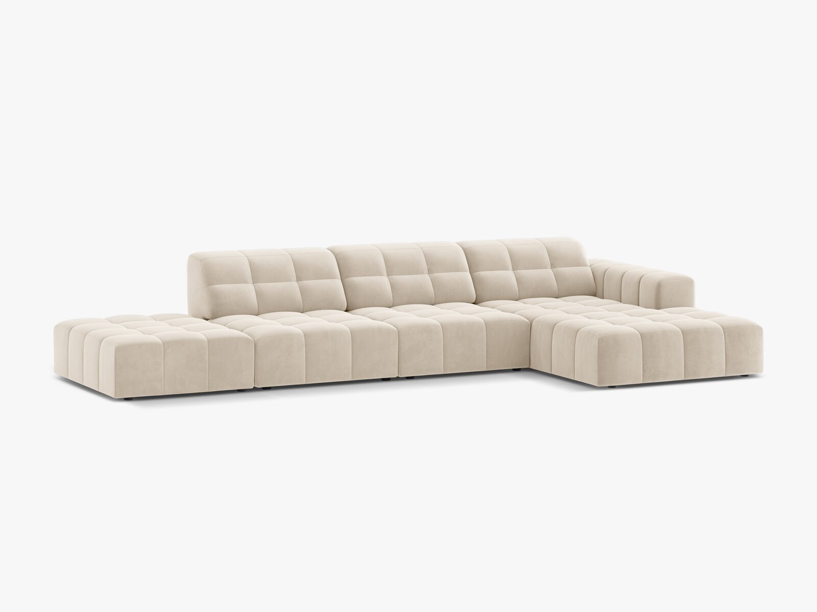 Micadoni Ecksofa Jennifer 5-Sitzer Rechts Samt Bluvel Helles Beige