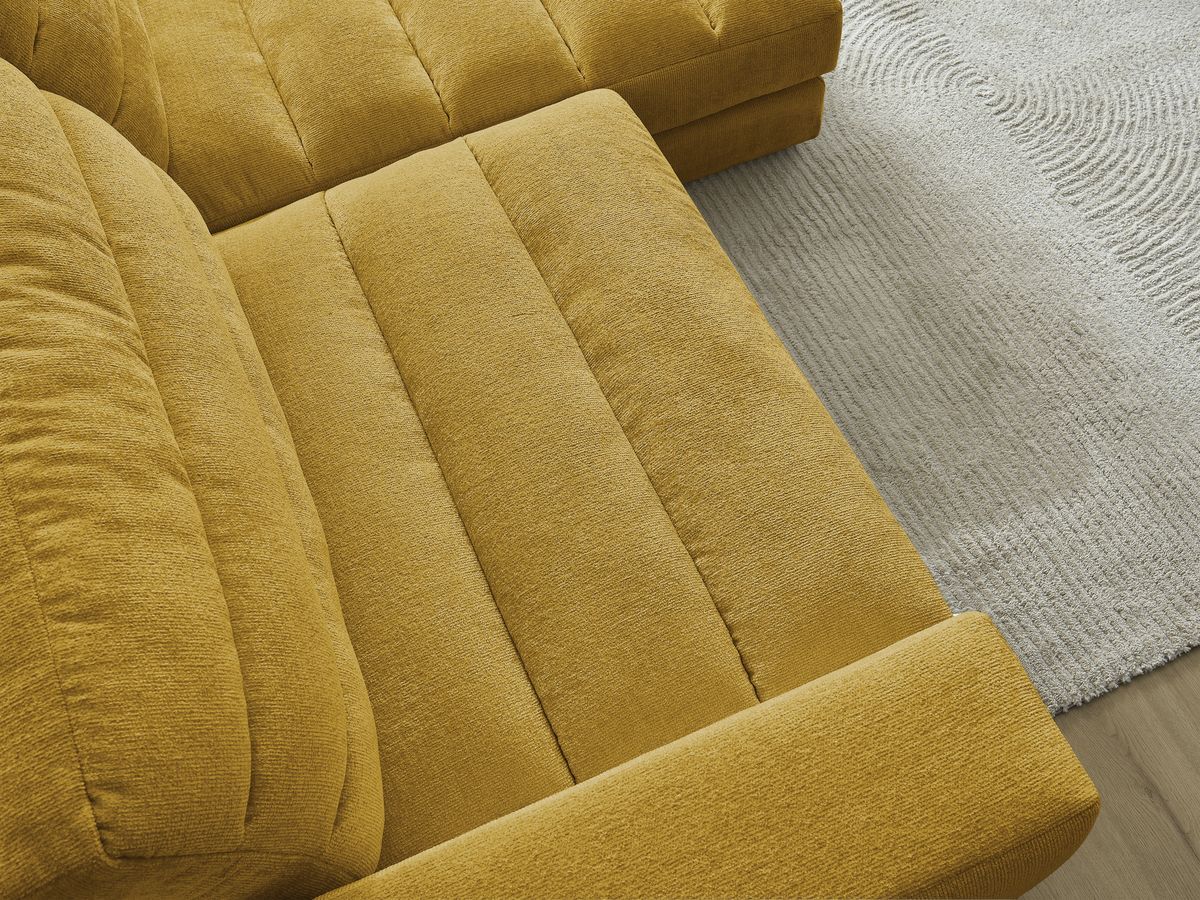 Bobochic Sierra Ecksofa Strukturstoff Gelb Ecke rechts
