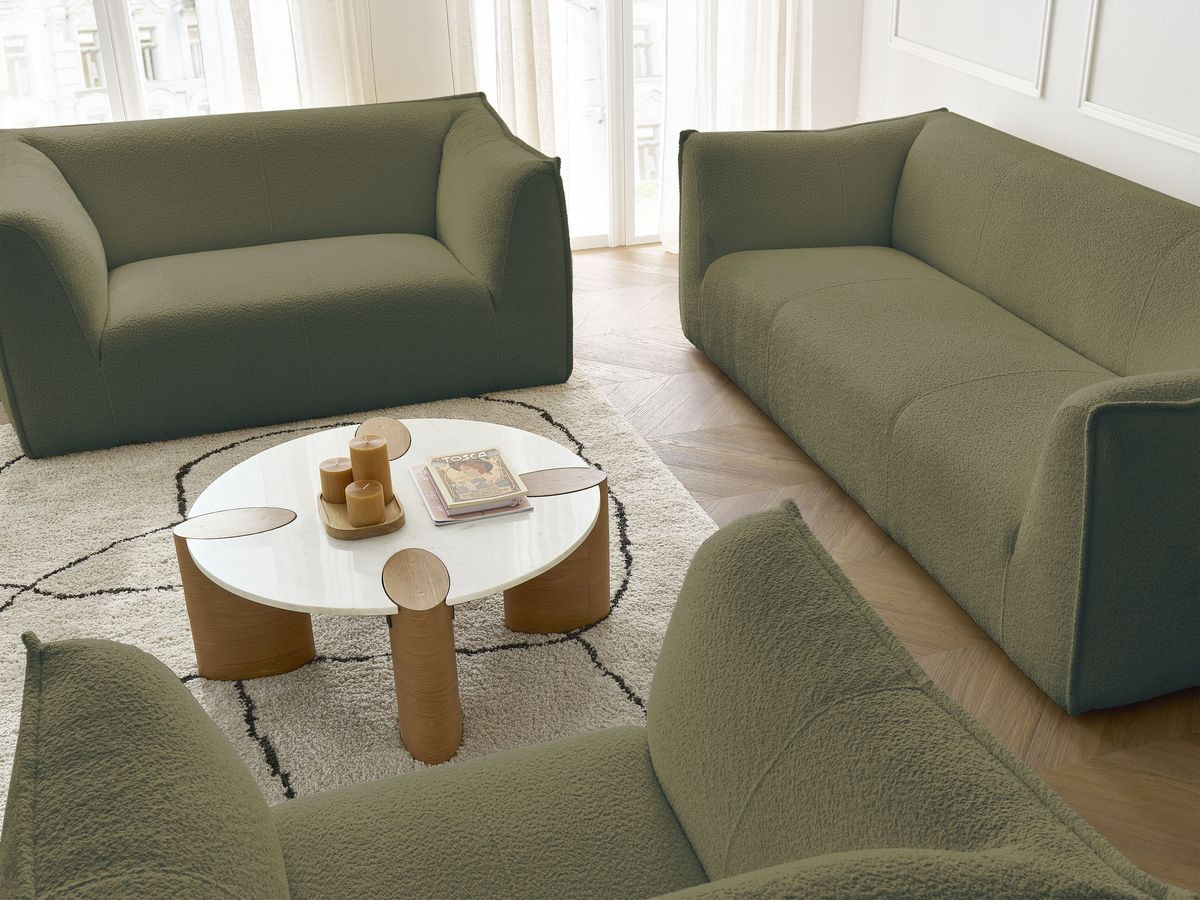 Bobochic Giorgia Sofa 5-Sitzer 534 × 100 cm Bouclé-Stoff Grün