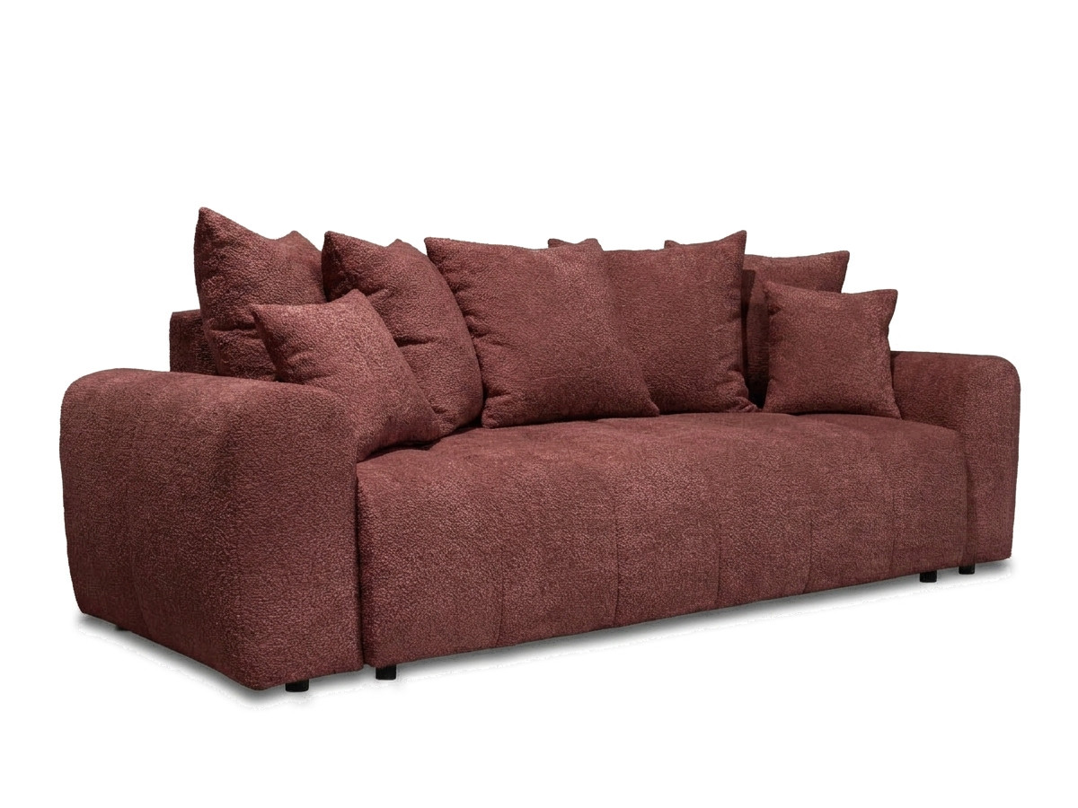 Bobochic Roxelane Schlafsofa 3-Sitzer mit Bettkasten Bouclé-Stoff Rot