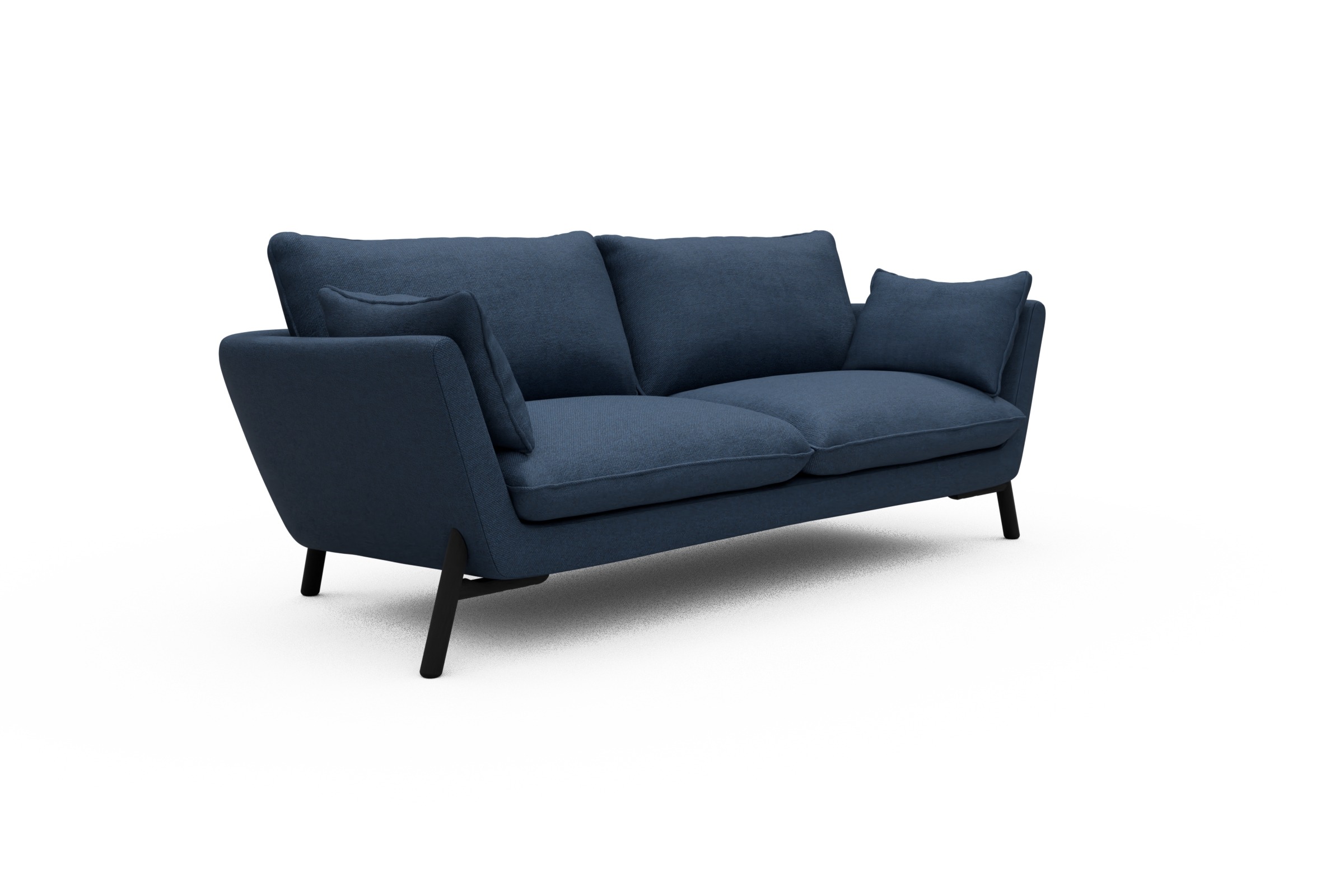 Sofa Emil 3-Sitzer Beinfarbe Eiche Schwarz Weda-Blue